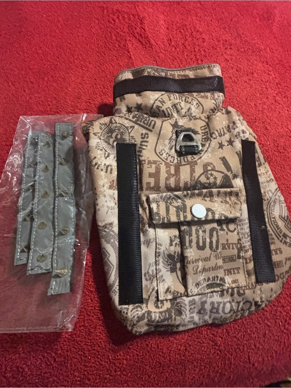HDKUW Camouflage Spiked X-Small Dog Harness vest with Handle. New